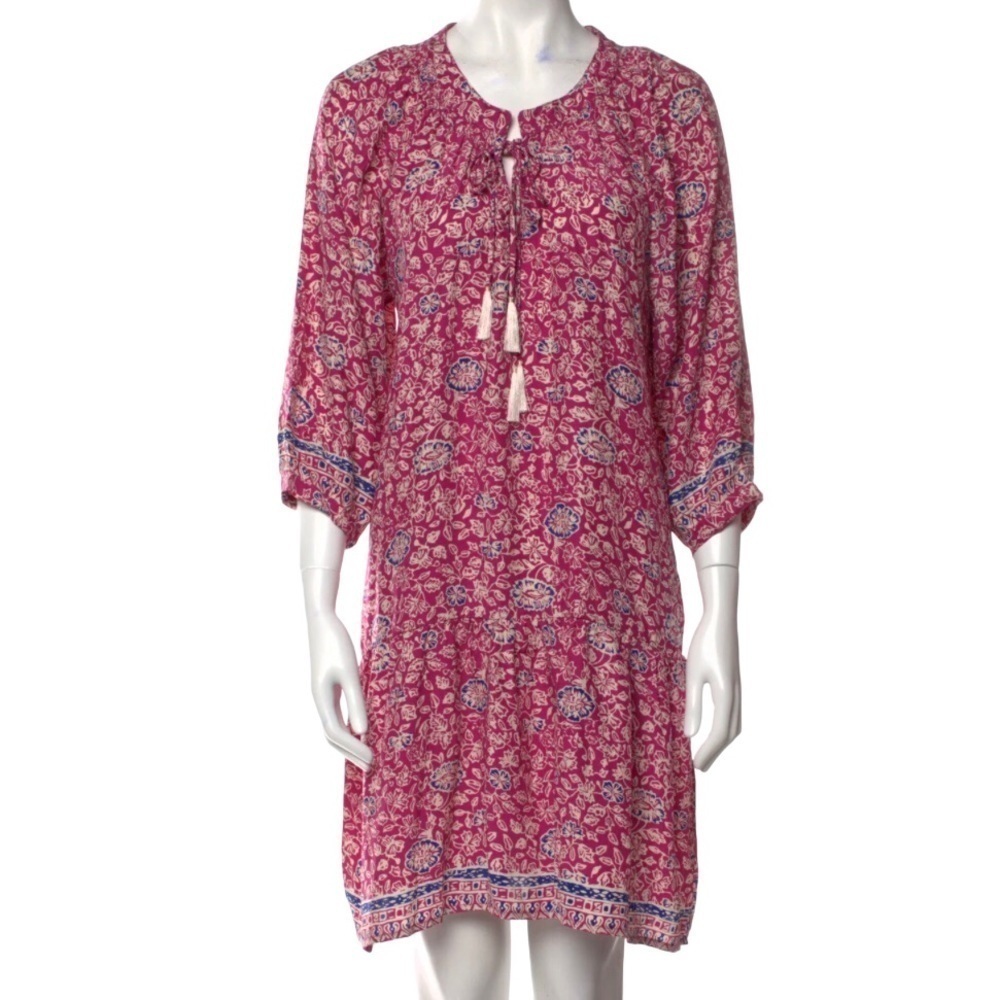 Natalie Martin Silk Shift Dress Floral Print Pink Size Small